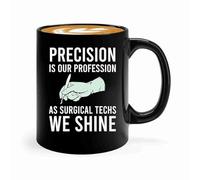 Luxe Gifting Surgical Techs - Taza de café de 325 ml, color negro, precisión es nuestra, hospital médico, citas divertidas, medicina, uniforme, estetoscopio, cirugía, enfermedad