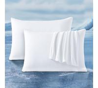 Luxear 2 Fundas de Almohada Refrescantes de 50 x 75 cm para Sudor Nocturno, Funda de Almohada Supersuave Transpirable, Arc-Chill Q-Max 0,4 fibra de refrigeración, Cremallera Oculta-Blanco
