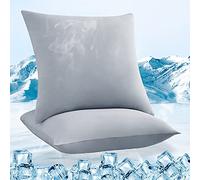 Luxear 2 Piezas Funda de Enfriamiento para Almohadas, Súper Suave, Ligera y Transpirable con Elasticidad,de Fibra Fría ARC-Chill Q-MAX>0.5 de Japón. con Diseño de Cremallera Oculta,80 X 80cm, Gris