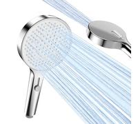 Luxear Alcachofa de Ducha Grande 13CM con 3 Modos, Cabezal de Ducha Alta Presión con Pistola Superior, Alcachofa Ducha Universal de Ahorra Agua, Mango de Ducha con Ajuste Continuo, Cromado