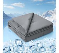 Luxear Edredón de Verano Doble Cara de 150 X 200 cm,Es una Manta de Enfriamiento Automático el Verano Que Contiene Fibra de Enfriamiento ARC-Chill Q-MAX>0,5, HIPO alergénica,Suave y Transpirable,Gris
