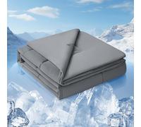 Luxear Edredón de Verano Doble Cara de 150 X 200 cm,Es una Manta de Enfriamiento Automático el Verano Que Contiene Fibra de Enfriamiento ARC-Chill Q-MAX>0,5, HIPO alergénica,Suave y Transpirable,Gris