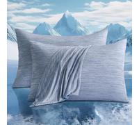 Luxear Fundas de Almohada Refrescantes para Sudor Nocturno 40x80cm, Funda de Almohada Supersuave Japonesa ARC-Chill Q-MAX 0,5 Fibra de Refrigeración Transpirable Azul