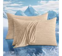 Luxear Fundas de Almohada Refrescantes para Sudor Nocturno 40x80cm, Funda de Almohada Supersuave Japonesa ARC-Chill Q-MAX 0,5 Fibra de Refrigeración Transpirable Beige