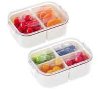 Luxear Juego de 2 Fiambreras Reutilizable para Niños con Compartimentos Combinables (6 en total), Boles Portátiles con Tapa, Contenedor para Bocadillos, Frutos Secos, Salsas - Escuela, Viajes, Picnic