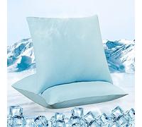 Luxear Juego de 2 Fundas de Almohada refrescantes - Funda de Almohada Suave Fina Transpirable con Cremallera, Fibra Fría ARC-Chill Q-MAX>0.5 de Japón, 80 X 80cm