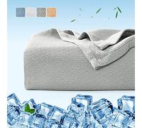 Luxear Manta Bambú Verano Fresco, ARC-Chill Manta con Fibra de Enfriamiento Japonesa Q-MAX 0.3, Transpirable Suave, Anti Estático, Alivia Sudor y Ayuda Sueño para Cama, Sofá-150 * 200cm, Gris