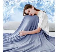 Luxear Manta Refrescante de Verano, ARC-Chill 3,0 Fibra Refrigerante Q-MAX 0,5 Manta Enfriamiento, de Doble Cara Fina Suave Transpirable Sabanas Enfriadoras, Sofa Adultos Bebés, Azul 200 x 220 cm