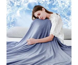 Luxear Manta Refrescante de Verano, ARC-Chill 3,0 Fibra Refrigerante Q-MAX 0,5 Manta Enfriamiento, de Doble Cara Fina Suave Transpirable Sabanas Enfriadoras, Sofa Adultos Bebés, Azul 200 x 220 cm