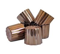 LuxéArt - Juego de 6 moldes de 4,7 cm, tapa de cobre. Utensilios de cocina y pastelería. Ideal para gourmets y profesionales. Folleto digital con 5 recetas