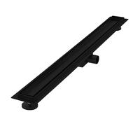 LuxeBath Canal de Ducha Desagüe 90cm Negro 2en1 Extraplano Acero Inóxidable Fijación al Suelo Sumidero Sifón Doble Cara Autolimpiante con Tope para Olores y Colador de Pelo Alcantarillado para Baño