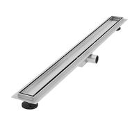LuxeBath Canal de Ducha Desagüe 90cm Plateado 2en1 Extraplano Acero Inóxidable Fijación al Suelo Sumidero Sifón Doble Cara Autolimpiante con Tope para Olores y Colador de Pelo Alcantarillado para Baño