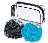 Luxebath Esponja exfoliante de baño con estuche portátil de viaje (negro-verde)