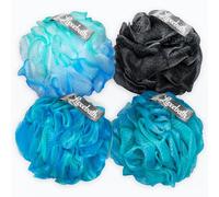 Luxebath Esponja exfoliante de baño de lufa para uso en la ducha con funda de transporte portátil de viaje (multicolor)