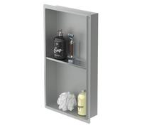LuxeBath Nicho de Ducha Acero Inoxidable 30x60x10 cm cm Negro Marco de Pared Doble Empotrado Alicatable Estante Integrado Instalación Flexible para Almacenamiento Organizador de Utensilios para Baño