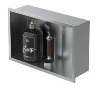 LuxeBath Nicho de Ducha de Acero Inoxidable 20x30x10 cm Plateado Marco de Pared Empotrado Alicatable Estante Integrado Instalación Flexible para Almacenamiento Organizador de Utensilios para Baño