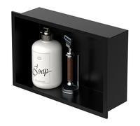 LuxeBath Nicho de Ducha de Acero Inoxidable 20x30x10cm cm Negro Marco de Pared Empotrado Alicatable Estante Integrado Instalación Flexible para Almacenamiento Organizador de Utensilios para Baño