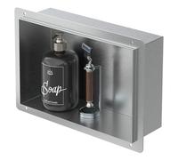 LuxeBath Nicho de Ducha de Acero Inoxidable 20x30x10cm cm Plata Marco de Pared sin Borde Empotrado Estante Integrado Instalación Flexible para Almacenamiento Organizador de Utensilios para Baño