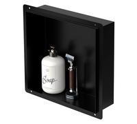 LuxeBath Nicho de Ducha de Acero Inoxidable 30x30x10cm cm Negro Marco de Pared Empotrado Alicatable Estante Integrado Instalación Flexible para Almacenamiento Organizador de Utensilios para Baño