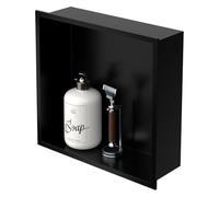 LuxeBath Nicho de Ducha de Acero Inoxidable 30x30x10cm cm Negro Marco de Pared Empotrado Alicatable Estante Integrado Instalación Flexible para Almacenamiento Organizador de Utensilios para Baño