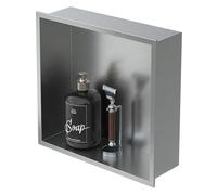 LuxeBath Nicho de Ducha de Acero Inoxidable 30x30x10cm cm Plata Marco de Pared Empotrado Alicatable Estante Integrado Instalación Flexible para Almacenamiento Organizador de Utensilios para Baño