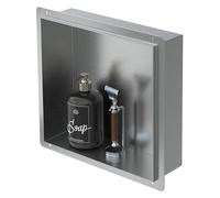 LuxeBath Nicho de Ducha de Acero Inoxidable 30x30x10cm cm Plata Marco de Pared sin Borde Empotrado Estante Integrado Instalación Flexible para Almacenamiento Organizador de Utensilios para Baño