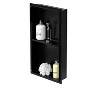 LuxeBath Nicho de Ducha de Acero Inoxidable 30x60x10cm cm Negro Marco de Pared Empotrado Alicatable Estante Integrado Instalación Flexible para Almacenamiento Organizador de Utensilios para Baño