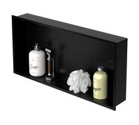 LuxeBath Nicho de Ducha de Acero Inoxidable 60x30x10cm cm Negro Marco de Pared Empotrado Alicatable Estante Integrado Instalación Flexible para Almacenamiento Organizador de Utensilios para Baño