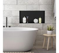 LuxeBath Nicho de Ducha de Acero Inoxidable 60x30x10cm cm Negro Marco de Pared Empotrado Alicatable Estante Integrado Instalación Flexible para Almacenamiento Organizador de Utensilios para Baño