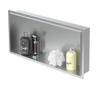 LuxeBath Nicho de Ducha de Acero Inoxidable 60x30x10cm cm Plata Marco de Pared sin Borde Empotrado Estante Integrado Instalación Flexible para Almacenamiento Organizador de Utensilios para Baño