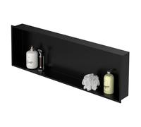 LuxeBath Nicho de Ducha de Acero Inoxidable 90x30x10 cm Negro Marco de Pared Empotrado Alicatable Estante Integrado Instalación Flexible para Almacenamiento Organizador de Utensilios para Baño