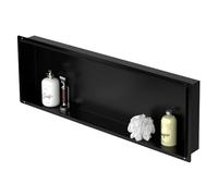 LuxeBath Nicho de Ducha de Acero Inoxidable 90x30x10cm cm Negro Marco de Pared Empotrado Alicatable Estante Integrado Instalación Flexible para Almacenamiento Organizador de Utensilios para Baño
