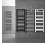 LuxeBath Radiador Toallero Eléctrico de Baño 400x1800mm Blanco Conexión Lateral Recta y Barra Calentadora 1200W con Termostato y Pantalla Digital, Calentador Secador de Toallas Kit de Montaje Incluído