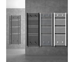 LuxeBath Radiador Toallero Eléctrico de Baño Diseño Sahara 500x1200 mm Recta Blanco Calentador y Secador de Toallas con Conexión Lateral y Elemento de 1200W con Termostato Pantalla Digital