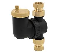 LuxeBath Separador de Lodos para Calefacción por Agua Caliente Filtro de Suciedad con Válvula de Purga Automática Purgador con Carcasa de Plástico y Conexiones de Latón, Montaje Horizontal y Vertical