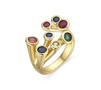 LUXENTER Anillo con Circonita Multicolor acabado en Oro 18K. Multicolor. Ajustable. Joyas para Mujer - Modelo Yter