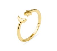 LUXENTER Anillo Mujer en Aleación de Metal Color Dorado Acabado en Oro Amarillo de 18k Ajustable Modelo Onsah