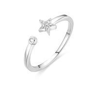LUXENTER Anillo Mujer en Aleación de Metal con Circonita Brillante Color Plateado Acabado en Rodio Ajustable Modelo Saralo