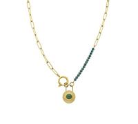 LUXENTER Collar de Acero con Malaquita acabado en Oro 18K. Color Verde. Joyas para Mujer - Modelo Mossir