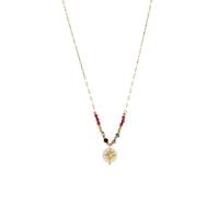 LUXENTER Collar Mujer en Aleación de Metal con Madreperla Blanca Color Dorado Acabado en Oro Amarillo de 18k Largo 42 cm + 3 cm Extensión Modelo Zador