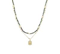 LUXENTER Collar Mujer en Aleación de Metal con Perla Blanca Color Dorado Acabado en Oro Amarillo de 18k Cierre Mosquetón Largo 42 cm + 3 cm Extensión Modelo Rayja