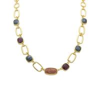 LUXENTER Collar Mujer en Aleación de Metal con Resina Multicolor Color Dorado Acabado en Oro Amarillo de 18k Largo 46 cm + 3 cm Extensión Modelo Orzur