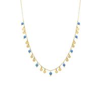 LUXENTER Collar Mujer en Aleación de Metal con Turquesa Color Dorado Acabado en Oro Amarillo de 18k Cierre Mosquetón Largo 42 cm + 3 cm Extensión Colgante 4 mm Modelo Fawya