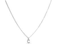 LUXENTER Collar Personalizado con Circonita Brillante acabado en Rodio. Letra C. Color Plata. Joyas para Mujer - Modelo Alphabet