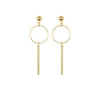 LUXENTER Pendientes acabados en Oro 18K. Color Dorado. Pendientes Largos. Joyas para Mujer - Modelo Coion