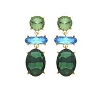 LUXENTER Pendientes acabados en Oro 18K. Color Verde. Pendientes Largos. Joyas para Mujer - Modelo Mekon