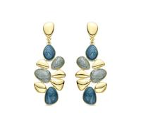 LUXENTER Pendientes para Mujer en Aleación de Metal con Resina Verde Color Dorado Acabado en Oro Amarillo de 18k Largo 65 mm Modelo Nortul