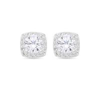 LUXENTER Pendientes con Circonita Brillante acabados en Plata. Color Blanco. Pendientes pequeños. Joyas para Mujer -Modelo Liawe