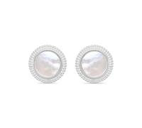 LUXENTER Pendientes con Perla Blanca acabados en Plata. Color Blanco. Pendientes pequeños. Joyas para Mujer -Modelo Utia