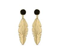 LUXENTER Pendientes de Aleacion de Metal acabada en Oro Amarillo De 18K Color Amarillo Pendientes Largos Joyas para Mujer Modelo Wamuru